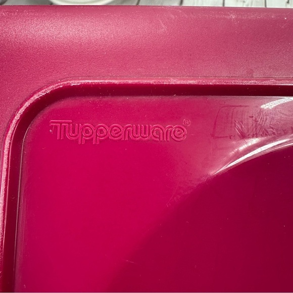 vintage tupperware 9.5 Qt carry all picnic basket Deep Pink Storage Bin no lid - Picture 4 of 10